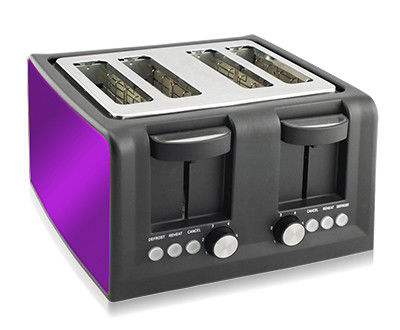 le grille-pain électrique de pain de quatre tranches d'acier inoxydable de ménage de source d'énergie avec le réchauffage d'annulation dégivrent la fonction