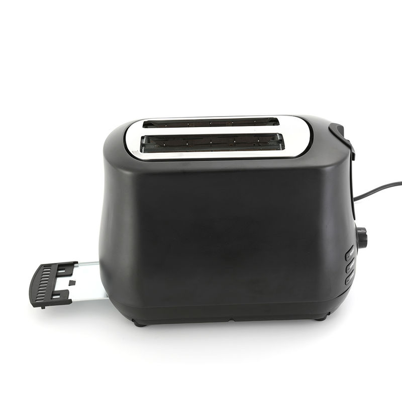 Toaster à 2 tranches à large fente noire avec fonction de dégivrage de réchauffement en pop-up à 6 nuances