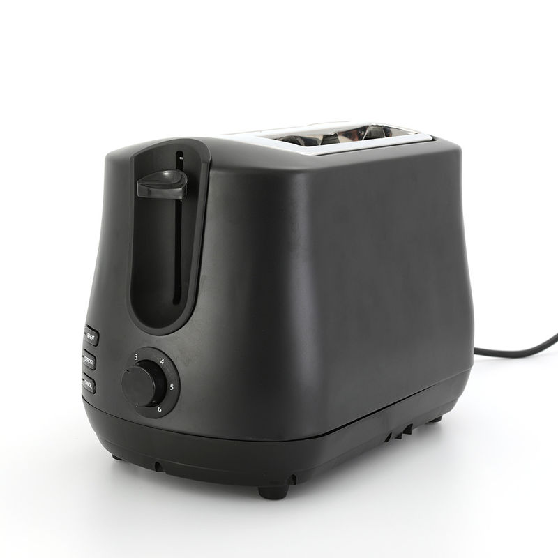 Toaster à 2 tranches à large fente noire avec fonction de dégivrage de réchauffement en pop-up à 6 nuances