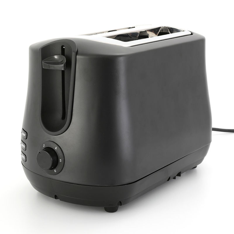 Toaster à 2 tranches à large fente noire avec fonction de dégivrage de réchauffement en pop-up à 6 nuances